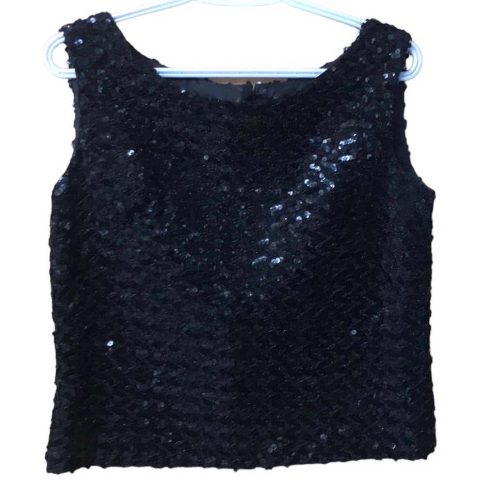 Art Deco zigzag sequins and bead evening top